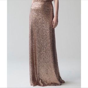 Jenny Yoo Hazel Gold Sequin Maxi Skirt size 8
